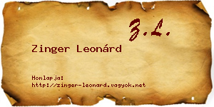 Zinger Leonárd névjegykártya